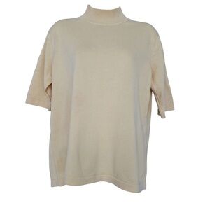 Vintage Talbots Short Sleeve Mock Neck Yellow Top Size M